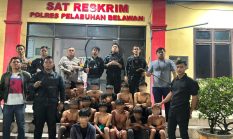 Tim Macan Polres Pelabuhan Belawan Tangkap 13 Pemuda Terkait Geng Motor, Sita 4 Sajam dan Ketapel